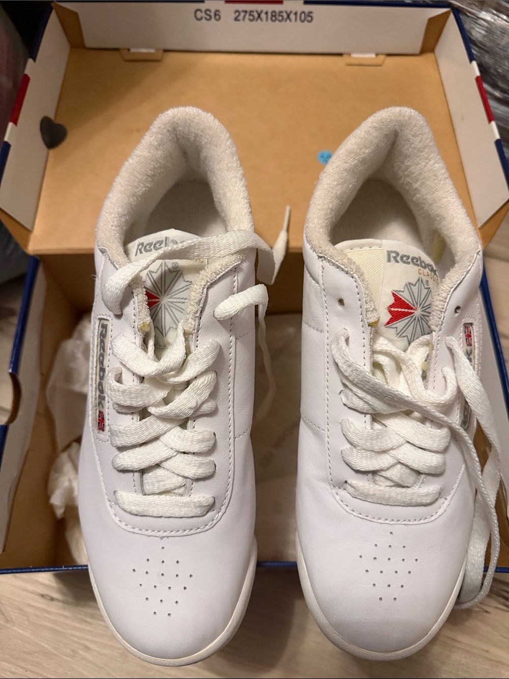 Reebok White Leather Low-Top Sneakers with Red Accent